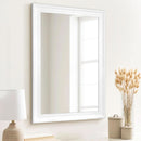 Rectangular White Wood Wall Mirror 24x36 Inches Bathroom