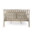 Outdoor Daybed, Patio Daybed with Four Pillows, Wooden Outdoor Bed with Curved Armrests for Poolside, Backyard, Garden