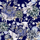 Cranes on Blue Background Wallpaper