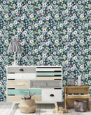 Voguish Gentle Flowers on Dark Background Wallpaper Chic