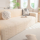 High Stretch Embossed Geometric Slipcover for Couch, Cozy Plush Fleece Couch Cover