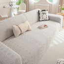 High Stretch Embossed Geometric Slipcover for Couch, Cozy Plush Fleece Couch Cover