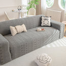 High Stretch Embossed Geometric Slipcover for Couch, Cozy Plush Fleece Couch Cover