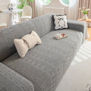 High Stretch Embossed Geometric Slipcover for Couch, Cozy Plush Fleece Couch Cover