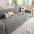High Stretch Embossed Geometric Slipcover for Couch, Cozy Plush Fleece Couch Cover