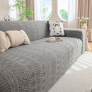 High Stretch Embossed Geometric Slipcover for Couch, Cozy Plush Fleece Couch Cover