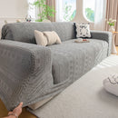 High Stretch Embossed Geometric Slipcover for Couch, Cozy Plush Fleece Couch Cover