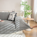 High Stretch Embossed Geometric Slipcover for Couch, Cozy Plush Fleece Couch Cover