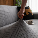 Modern Geometric Jacquard Spandex Slipcover, High Stretch Form Fitting Couch Cover