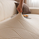 Modern Wavy Jacquard Sofa Slipcover, High Stretch Sofa Cover with 3D Organic Texture
