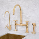 Unlacquered Brass Gooseneck Deck Mounted Kitchen Faucet