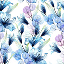 Blue Flowers and Leaves Wallpaper