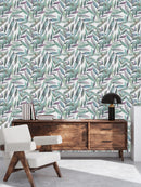 Contemporary White Wallpaper with Leaves Fashionable