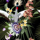 Dark Wallpaper with Flowers and Birds