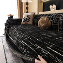 Modern Couch Protector Blanket Woven Chenille Sofa Cover Throw with Artistic Grid