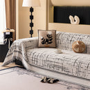 Modern Couch Protector Blanket Woven Chenille Sofa Cover Throw with Artistic Grid