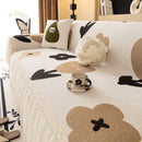 Retro Floral Sofa Cover with Sheer Ruffle Skirt, Decorative Sofa Protector Cover