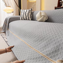 Jacquard Ice Silk Sofa Throw Cover with Gold Trim, Summer Cooling Couch Slipcover