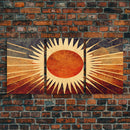 Abstract Midcentury Modern Sunburst, Art Deco Style art, sun with rays, sun burst, boho style, 3 Piece Wall Art, Ready To Hang Canvas Print
