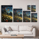 Wildflower Meadow. Wildflower Art, Canvas Print, Butterflies, Wall Art, 3 Piece Wall Art, Country Home Decor, Indie Room Decor, Room Decor
