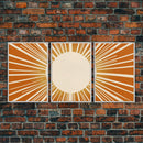 Sun Print Set Of 3, Framed Canvas Prints, Boho Minimalist Midcentury Modern Wall Art, Geometric Sun Print, Nursery Boho Style Decor Triptych