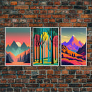 Mid Century Modern Wall Art, Framed Wall Art, 3 Piece Wall Art Canvas Prints, Abstract Art Prints, Modern Wall Decor, Retro Style Art