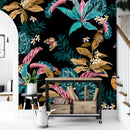 Contemporary Black Wallpaper with Butterflies Tasteful