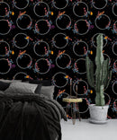 Flowers and Circles Pattern Wallpaper