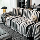 Striped Chenille Sofa Throw Covers, Boho Style Cozy Couch Protector Blanket