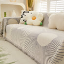 Geometric Radial Striped L-Shape Sofa Cover: Thick, Reversible Furniture Blanket for Kids and Pets