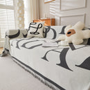Chenille Jacquard Alphabet Sofa Blanket Cover, L Shape Sofa Cover, Reversible Couch Covers for Dogs