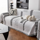 Reversible Chenille Couch Cover Blanket with Tassel Large Boho Futon Cover L Shaped Sectional Cover