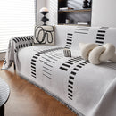 Reversible Chenille Couch Cover Blanket with Tassel Large Boho Futon Cover L Shaped Sectional Cover