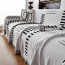 Reversible Chenille Couch Cover Blanket with Tassel Large Boho Futon Cover L Shaped Sectional Cover