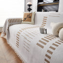 Reversible Chenille Couch Cover Blanket with Tassel Large Boho Futon Cover L Shaped Sectional Cover