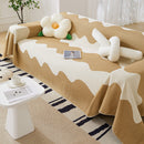 Chenille Minimalist Wavy Sofa Throw Cover, Cozy Blankets for Couch, Machine Washable Couch Protector