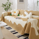 Chenille Minimalist Wavy Sofa Throw Cover, Cozy Blankets for Couch, Machine Washable Couch Protector
