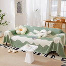 Chenille Minimalist Wavy Sofa Throw Cover, Cozy Blankets for Couch, Machine Washable Couch Protector