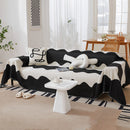Chenille Minimalist Wavy Sofa Throw Cover, Cozy Blankets for Couch, Machine Washable Couch Protector