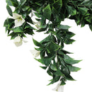 White Bougainvillea Artificial Hanging Plant Set of 5 35in – UV Resistant