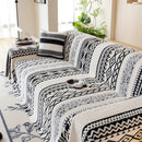Bohemian Tufted Sofa Cover, Plush Fleece Throw Blanket with 3D Woven Aztec Stripes