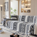 Bohemian Tufted Sofa Cover, Plush Fleece Throw Blanket with 3D Woven Aztec Stripes