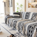 Bohemian Tufted Sofa Cover, Plush Fleece Throw Blanket with 3D Woven Aztec Stripes