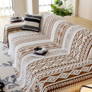Bohemian Tufted Sofa Cover, Plush Fleece Throw Blanket with 3D Woven Aztec Stripes