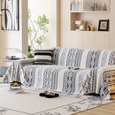 Bohemian Tufted Sofa Cover, Plush Fleece Throw Blanket with 3D Woven Aztec Stripes