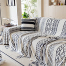 Bohemian Tufted Sofa Cover, Plush Fleece Throw Blanket with 3D Woven Aztec Stripes
