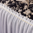 Elegant Botanical Sofa Cover with Pleated Tulle Skirt, Vintage Floral Couch Protector