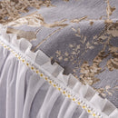 Elegant Botanical Sofa Cover with Pleated Tulle Skirt, Vintage Floral Couch Protector