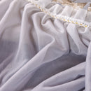 Elegant Botanical Sofa Cover with Pleated Tulle Skirt, Vintage Floral Couch Protector