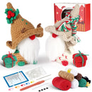 Christmas Gnome with Brown Hat Amigurumi DIY Crochet Kit Wizardi F07N8-M110